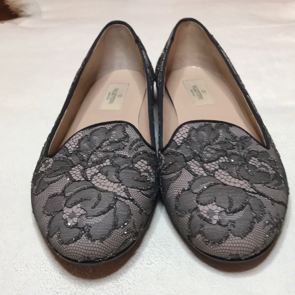 Valentino Garavani Caviar-Crystal Lace Smoking Slipper - Picture 3 of 15